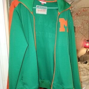 Mitchell & Ness UNIVERSITY OF MIAMI Green and Orange Jacket 48 XL Very Rare
